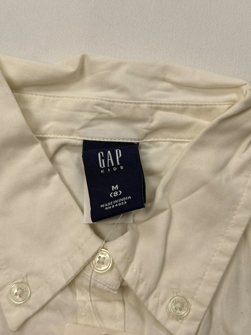 Gap Kids Button-Up Cream Classic Vintage Preppy Shirt - Boys M